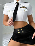 Sexy Slim Fit Bodycon Shorts Sets Elegant Pure Desire Role Play Short Sleeved Shorts Sets Charming Nightclub Wear Beautiful YVU5