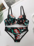 Hot Selling High-quality Multi-color Lingerie 2-piece set For Women's Underwear Beautiful Print Push Up Bra Beach party bikini