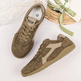 Fashion Gray Suede Flats Sneakers Women Non Slip Lace Up Platform Sneakers Woman Comfortable Thick Sole Sports Running Shoes