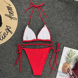 New Sexy Neon Pink Brazilian Bikini Women Swimwear Halter Swimsuit Female Two-Pieces Bikini Set Bather Bathing Suit Swim V1312