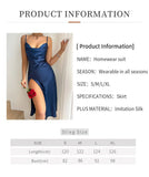 Red Sexy Nightdress Women's Sleepwear Solid Silk Satin Slip Draped Collar Split Backless Sleep Maxi Dress Nightgown Nighties
