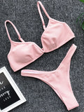 Ribbed V Shape Thong Bikini Women Swimwear Swimsuit Female Two-pieces Bikini set High Cut Bather Bathing Suit Swim Beachwear