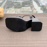 2026 New Fashion Summer Open  Round Toe Bottom Buckle Shallow Mouth Casual Thick High Heel Large Women's Sandals 35-42