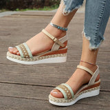 Zoki Plus Size Ankle Buckle Wedge Sandals for Women 2025 Summer Non Slip Beach Shoes Woman Lightweight Platform Sandles Female