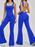 Slimming Yoga Jumpsuits Women Hollow Out Ruffles Backless Sportswear Fitness Back Hip-Lifting Leggings One-Piece Gym Bodysuits
