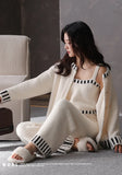 Women's Autumn and Winter Pajamas 3-Piece Set Soft and Half Velvet Thickened and Warm