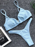 Ribbed V Shape Thong Bikini Women Swimwear Swimsuit Female Two-pieces Bikini set High Cut Bather Bathing Suit Swim Beachwear