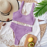 5 Colors Sexy Bikini Women Solid Knitted High Waist Swimwear Swimsuit Female Bikinis Set Bathing Suit Sport Bikini Taille Haute