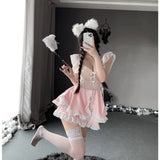 Maid Dress Cosplay Costumes Women Sexy Lingerie Perspective Erotic Underwear Sweet Uniform Skirt Maid Lace Outfit