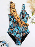 2026 Leopard Printed One Piece Swimsuit Ruffle Swimwear Women Padded Bathing Swimming Suit Female Summer Bodysuit