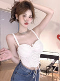 American Thai Niche Halter Top Set Lace Boned Sexy Crop Top Pure Sweet Summer Vest Layering Piece Sexy Tushy Bra Set CA MOYISU