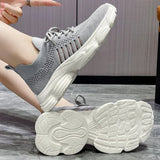 Casual Solid Thick Platform Sneakers for Women Spring 2025 Autumn Breathable Mesh Sports Shoes Woman Outdoor Lace Up Mujer