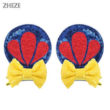 Christmas 2.8"Mouse Ears Hair Clips For Children Sequins Bow Hairpins Girls Festival Party DIY Hair Accessories
