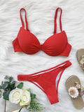 Sexy Push Up Bikinis Sets Two Pieces Solid Thong Swimsuit Bikini Swimsuit Swimwear Biquini Conjunto De Bikini Tankini Biquini