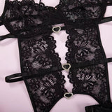 Sexy lingerie European and American Internet celebrity pure desire see-through mesh splicing sexy lace jumpsuit