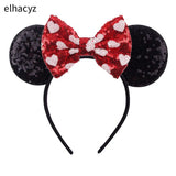 2025 Chic Disney Embroidery Sequin Minnie Ears Headband DOT Bow Hairband Girls Women Party Head Wear Kids DIY Hair Accessories