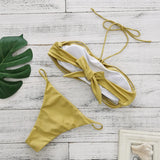 New Bandage Stripes Brazilian Bikini Swimwear Women's Swimsuit Two Piece Set Female Sexy Lace up Mujer Beachwear Summer