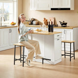 ONBRILL Stationary Kitchen Island With Storage And Two Chairs