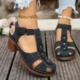Plus Size 43 Thick Heel Rome Sandals Women Closed Toe Ankle Strap Summer Sandles Woman Flowers Platform High Heeled Sandals