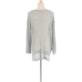 Long Sleeve Hollow Out Top Crochet Knitted Tunic Beach Cover Up Cover-ups Beach Dress Beach Wear Beachwear Female Women V4250