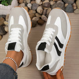 2026 Spring Stripe Thick Sole Sneakers Women Comfortable Anti Slip Platform Sport Sneakers Woman Casual Lace Up Running Shoes