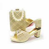 Doershow New Arrival Shoes and Bag Set African Sets 2022 pink Nigerian Women Shoes and Matching Bags Set for wedding!  1-59