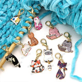 Cat Knitting Stitch Markers Metal Animal Enamel Charms Crochet Locking Knitting Markers Sew Accessories