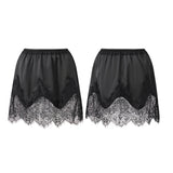 Summer Women's Satin Short Skirts Elastic Waist Lace Patchwork Skirts Half Slip Skirts Fashion
