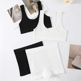 Women Seamless Bra Set Sports Low Rise Shorts Non-wire Tops Sexy Lingerie Set Female Comfort Underwear Set