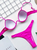 Sexy V-bar Underwired Bra Cup Thong Bikini 2025 Women Swimwear Female Swimsuit Two-pieces Bikini Set High Cut Bathing Suit Swim