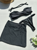 3 Pieces Starfish Thong Bikinis 2026 Solid Swimwear Female Sexy Solid Swimsuit Women & Beach Skirt Bathing Swimming Swim Suit