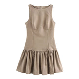Foridol Bowknot Pleated Tank Short Dress for Women Sleeveless Casual Party Short Dress Female Casual Autumn Winter Dress