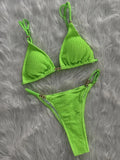 Wrinkled Pleated High Cut Brazilian Bikini Women Swimwear Female Swimsuit Two-pieces Bikini Set Bather Bathing Suit Swim Lady