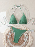 Triangle Halter Thong Bikinis 2026 Women Sexy Swimsuit Ring String Swimwear Female Bathers Bathing Swimming Swim Suit Beachwear