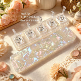 Iridescent Acetate Nail Practice Stand Non-Magnetic Clear Nail Tip Holders for Manicure Swatch & Press On Nails Making