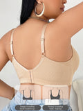 Plus Size Women's B C D Thin Cup Ribbed Push Up Bra Wide Straps Underwire Side gather Lingerie Comfort Ladies Brassiere