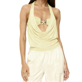Women's Summer Halter Tops Stylish Starfish Slim Fit Backless Sleeveless Vest for Daily Life and Beach