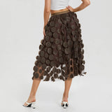 Women Tulle Tutu Skirt Solid Color 3D Dot Elastic Mesh Fairy A-Line Skirt for Beach Party Streetwear