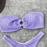 Sexy Wrinkled Bandeau Strapless Bikini Women Swimwear Female Swimsuit Two-Pieces Bikini Set Bather Bathing Suit Swim Lady V3367L