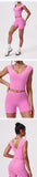 Naked Yoga Sets Women Gym V Neck Slim Sports Vest High Waist Shorts 2 Piece Fitness Suits Outwear Running Workout Tracksuit