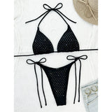 Diamond Rhinestones Halter Strappy Bikini Female Swimsuit Women Swimwear Two-pieces Bikini set Bather Bathing Suit Swim K5351