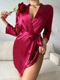 Women Summer Pajamas Elegant Lace up Bathrobe Fashion And Sexy Sleepwear For Home Wear