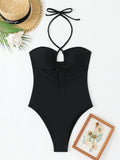 2026 Halter Swimsuit One Piece Solid Hollow Swimwear Women Sexy Bathers Bathing Swimming Swim Suit Female Beachwear