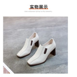 Botas Femininas Women Fashion Square Toe Chunky High Heels Ankle Boots Lady Casual Leather Autumn Short Boots Botas De Mujer