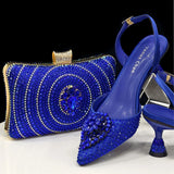 Doershow Italian purple Shoes And Bag Sets For Evening Party With Stones Italian Leather Handbags Match Bags! HX1-1