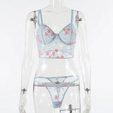 Porn Women 2 Pieces Sexy Lingerie Set See Through Lace Floral Bra Brief Underwear Erotic Lingerie Sets