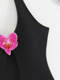 3D Flowers Extreme String Mini Micro Thong Women Swimwear One Piece Swimsuit Female Halter Padded Bather Bathing Suit Swim K7193