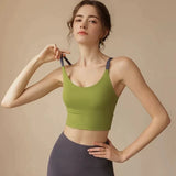 Women's fitness yoga bra, new integrated breast pad high-strength shock-absorbing running sports bra