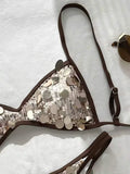 Glitter Sparkling Squins Halter Bikini Women Swimsuit Female Swimwear Two-pieces Bikini Set High Leg Cut Bathing Suit Swim Lady