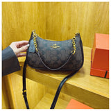 Women's Chain Bags Pvc Geometric Print Handbag Shoulder Crossbody Bag Women's Underarm Bag Suitable For Daily Outfit Matching